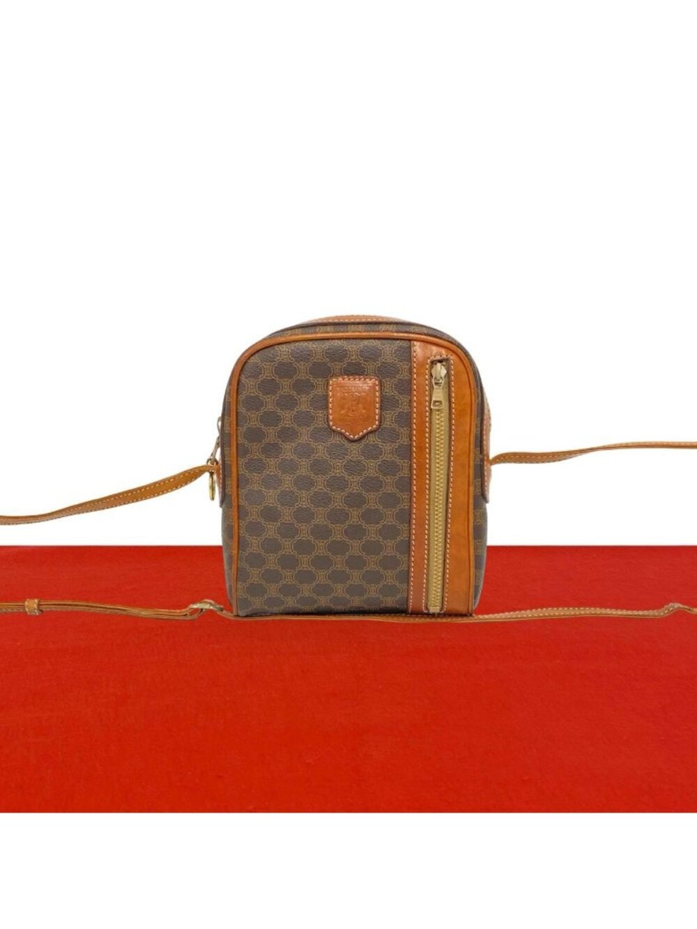 Celine Vintage Macadam Blason Pattern Triomphe Leather Mini Shoulder Bag